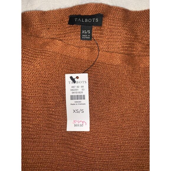 Talbots Womens Knitted Poncho XS/S Rust Cotton/Polyester - Picture 4 of 6